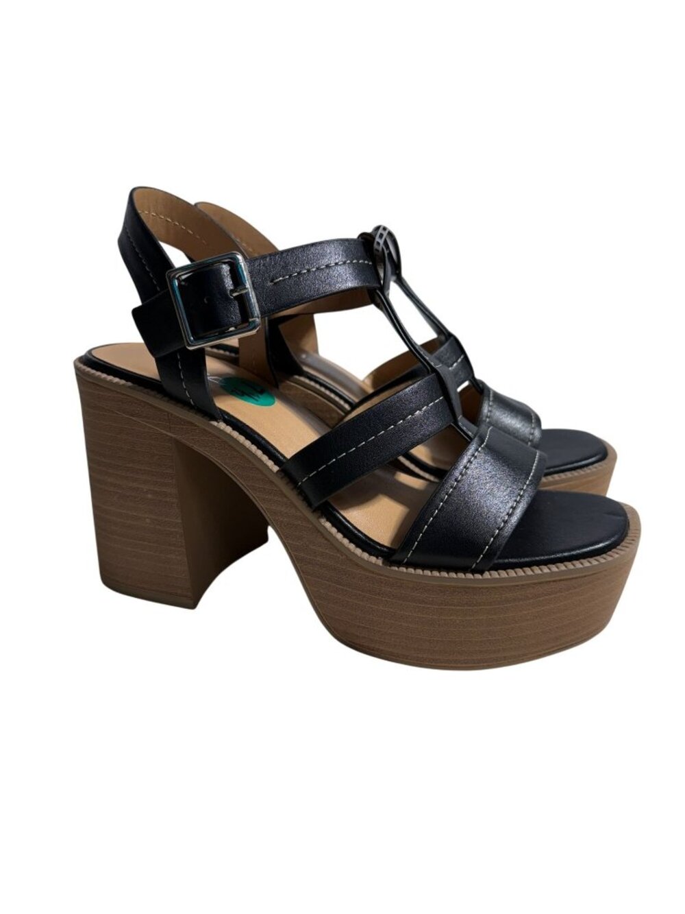 Soda Black Strappy Platform Chunky Heel Sandals Size 7.5 NWOT